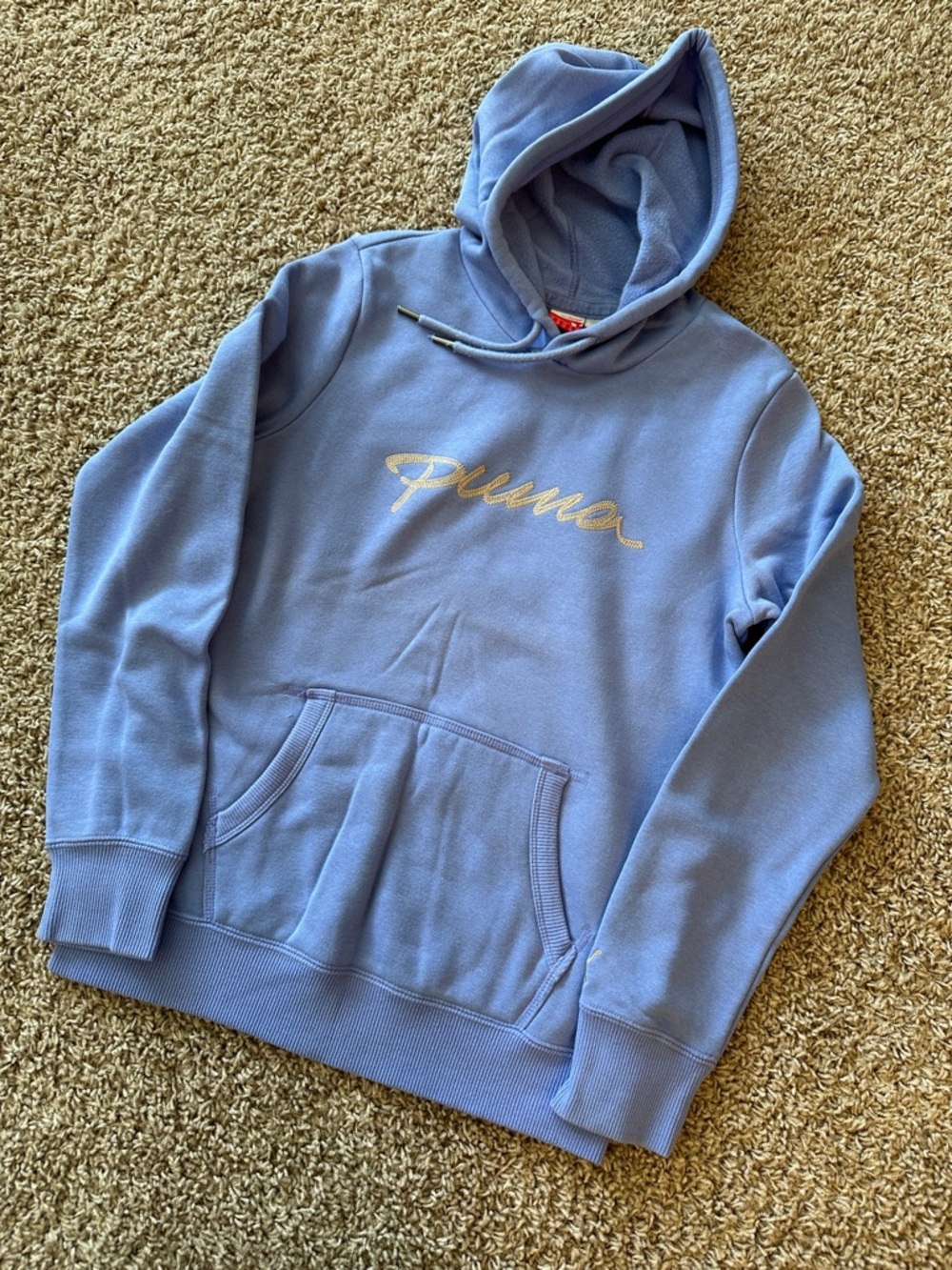 Puma Periwinkle Script Logo Hooded Crewneck Women’s Small